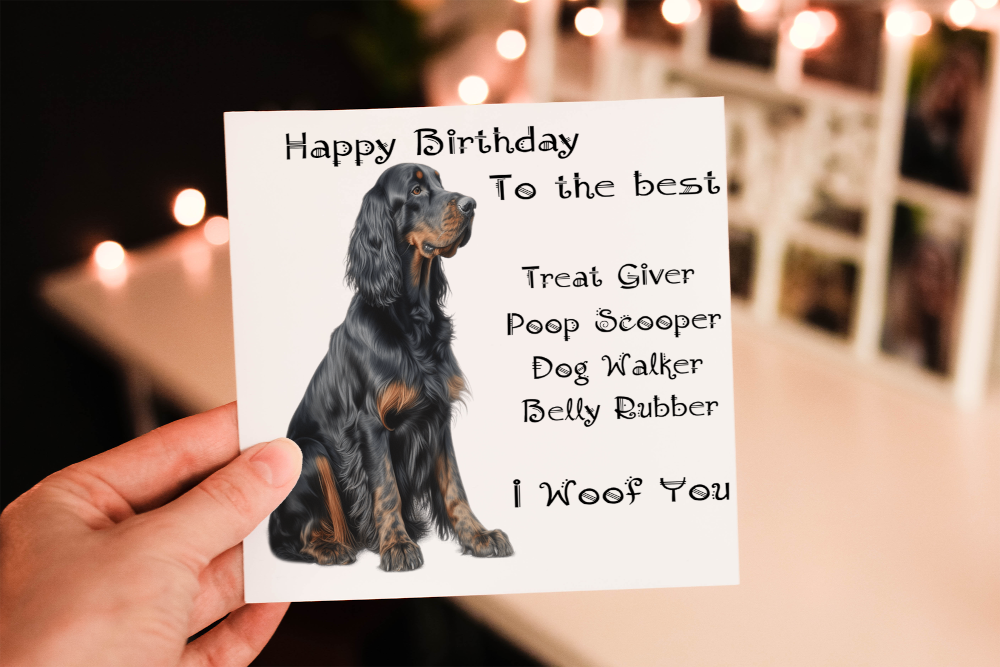 Gordon Setter Dog Birthday Card, Dog Birthday Card